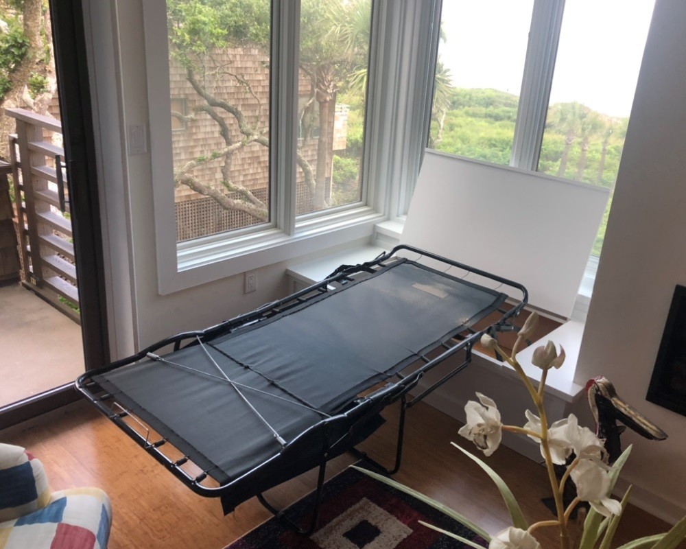 Example of a twin-size sleeper mechanism installed in a window bench.